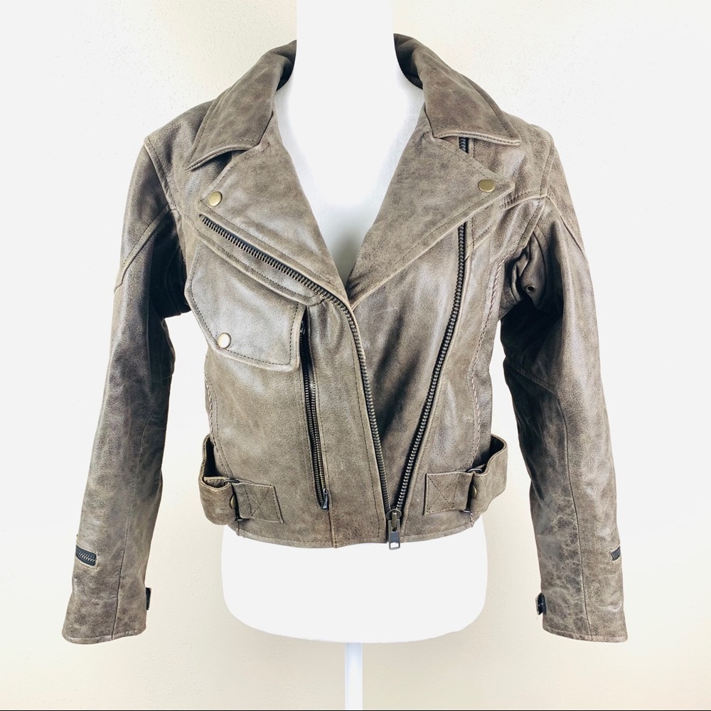 Vintage Retro Leather Moto Jacket Small/Medium